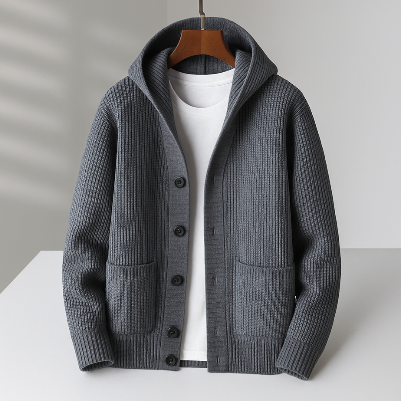 Riley Unisex Modern Knit Cardigan with Hood