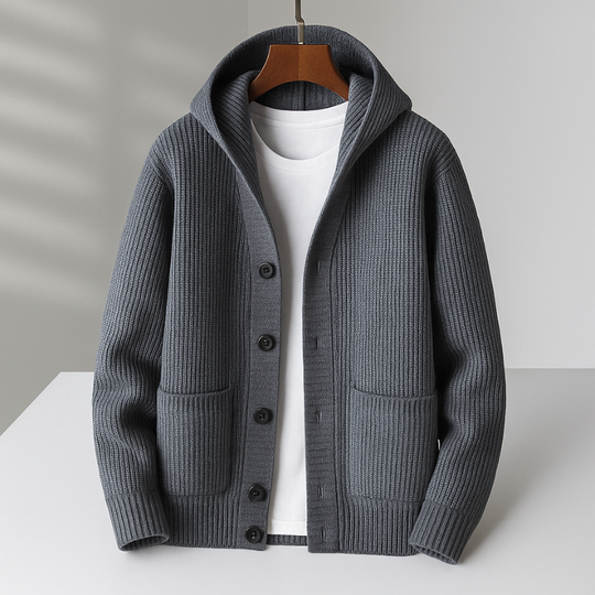 Riley Unisex Modern Knit Cardigan with Hood