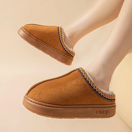 Wollen pantoffels met stevige zool