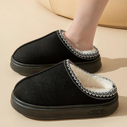 Wollen pantoffels met stevige zool