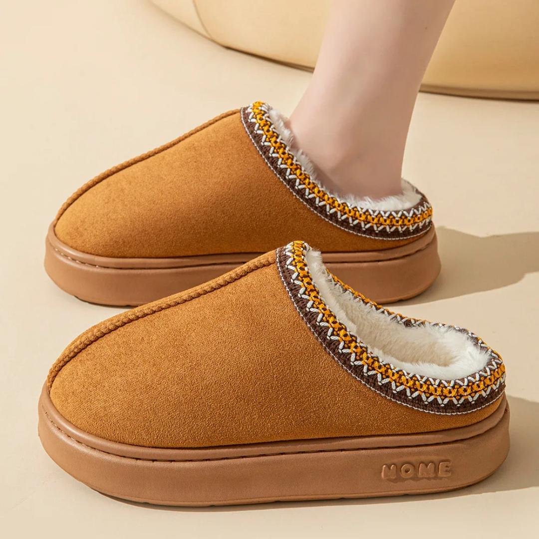 Wollen pantoffels met stevige zool