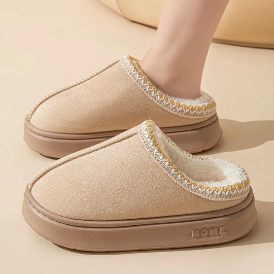 Wollen pantoffels met stevige zool