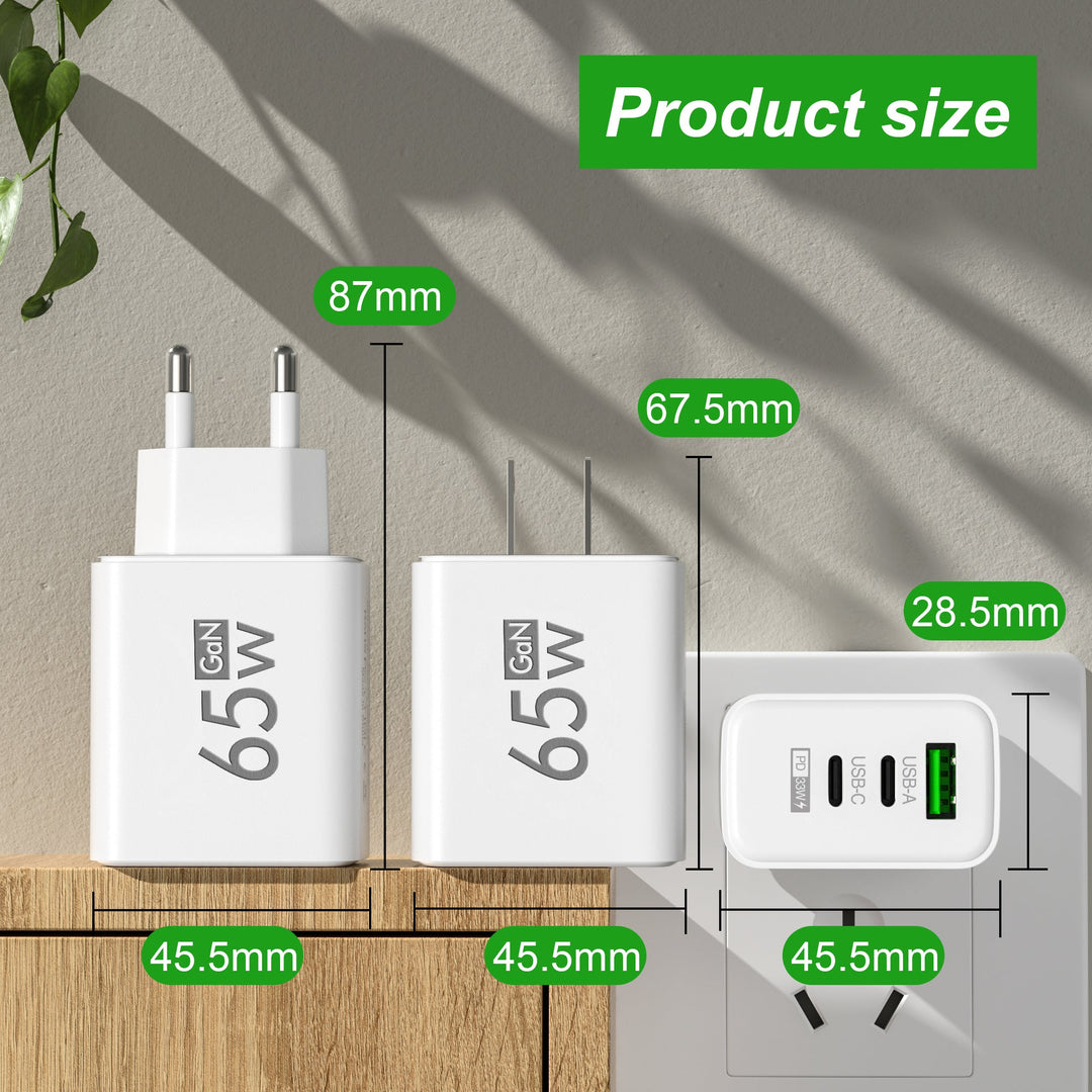 65W Fast Charger with 3 Ports