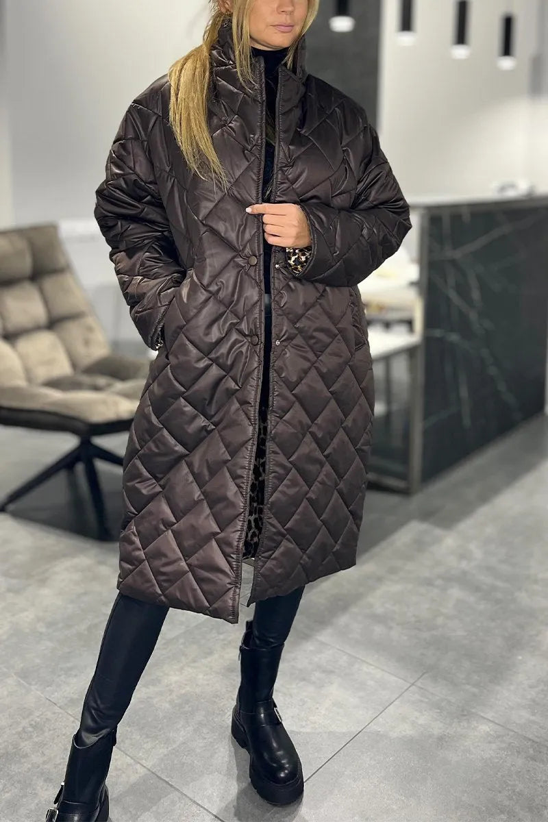 Evie Reversible Quilted Coat with Leopard Lining
