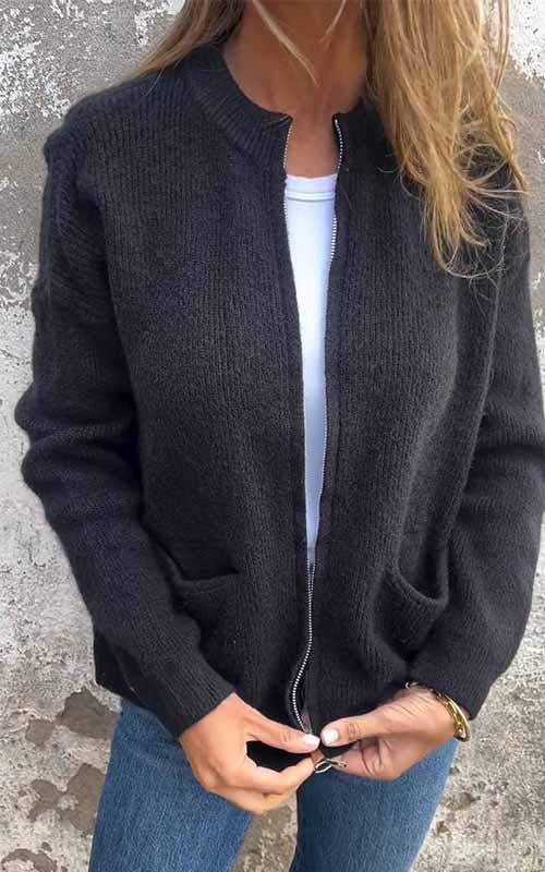 Eva Zacht Gebreid Vest Met Rits